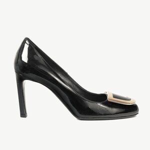 Roger Vivier Décolleté Ecusson Black Patent-Leather Buckle Heels